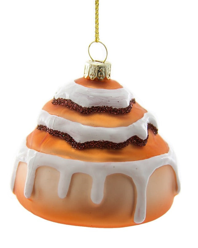 Christmas Cheer All Year Cinnamon Roll Cinnabon with Icing Cody Foster Ornament Glass