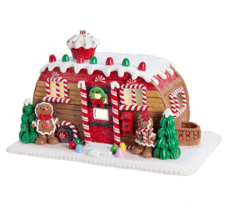 Christmas Cheer All Year 6" Gingerbread Camper LED House by Kurt Adler D3596