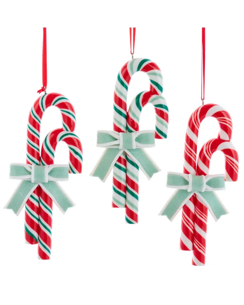 Christmas Cheer All Year Candy Cane  with bows Ornament Assortment by Kurt Adler