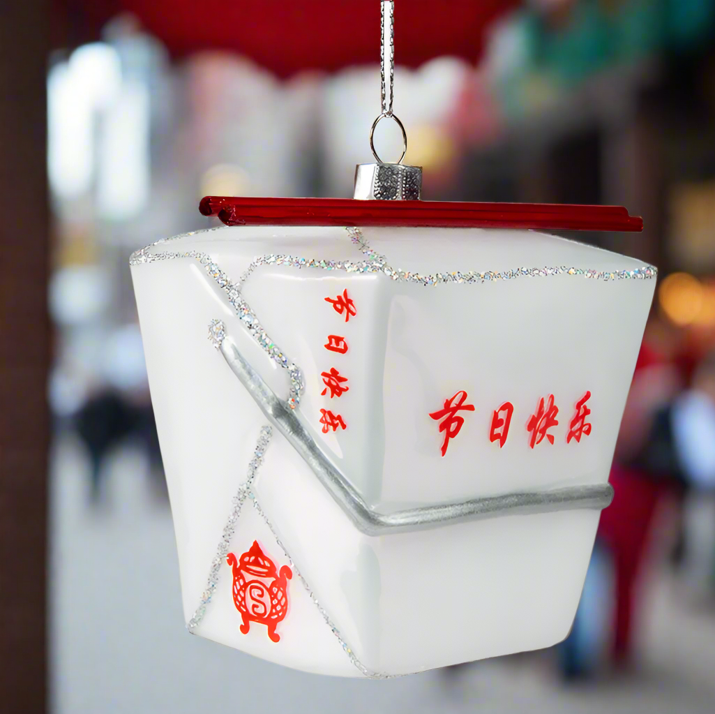 The Canton Christmas Shop Chinese Takeout Glass Ornament for foodies gift box ornament chinatown