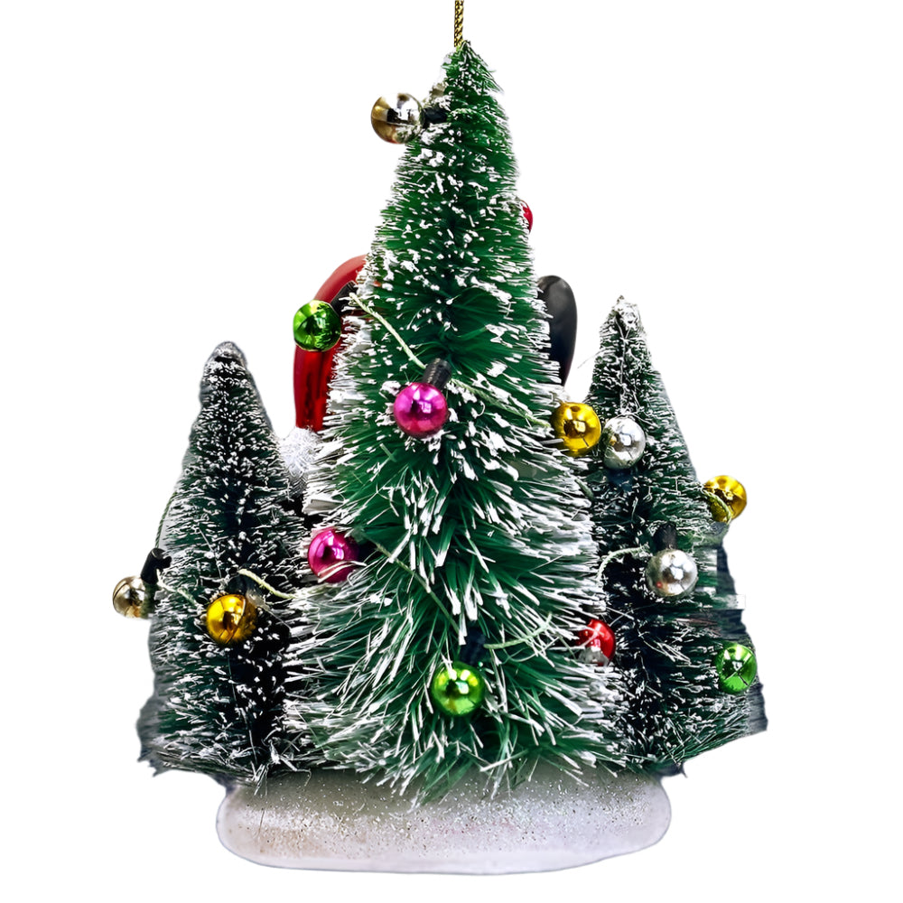 Christmas Cheer All Year Christmas Tree Killer Decorative Christmas tree ornament with colorful ornaments on white background