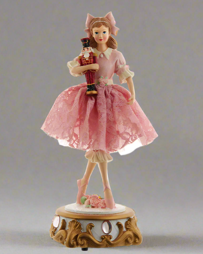 Christmas Cheer All year Clara Ballet Nutcracker Musical Tabletop Decor music box by Kurt Adler on gray background