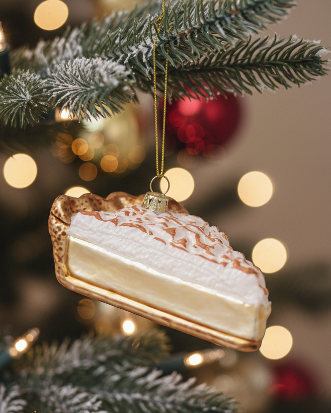 christmas cheer all year foodie ornament texas coconut cream pie with meringue glass ornament