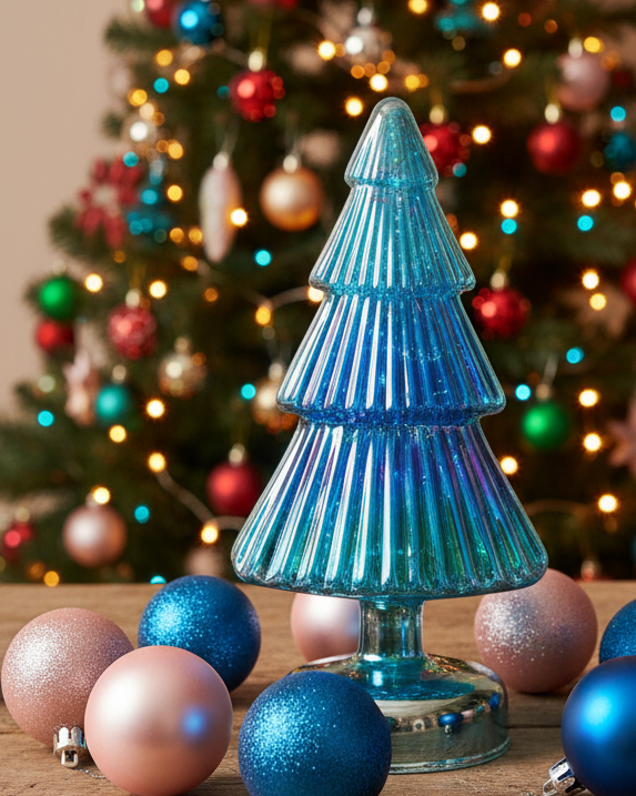 Christmas Cheer All Year cody foster &amp; co iridescent blue glass christmas tree