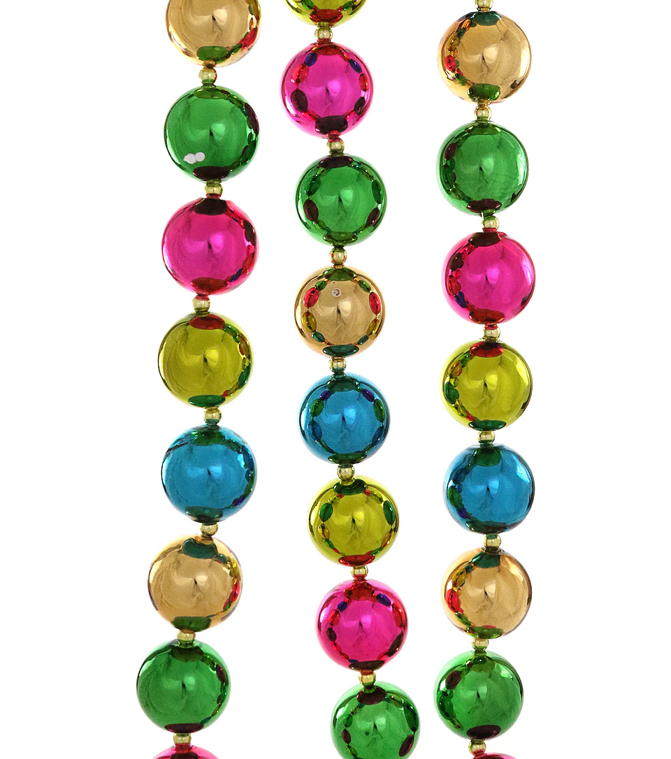 Christmas Cheer All Year Cody Foster Oversized Rainbow Colored Glass Garland Retro for Christmas