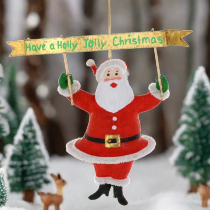 Christmas Cheer All Year Holly Jolly Santa Ornament by Cody Foster