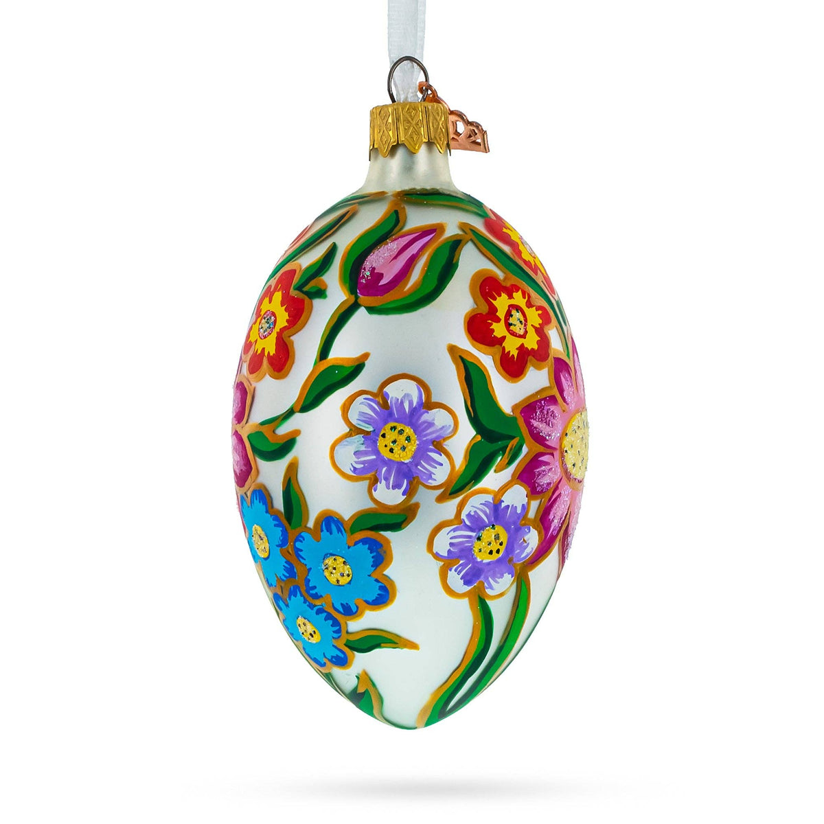 The Canton Christmas Shop Colorful Flowers Handpainted Glass Egg Ornament Old World Europe Style Easter He is Risen Ukraine 