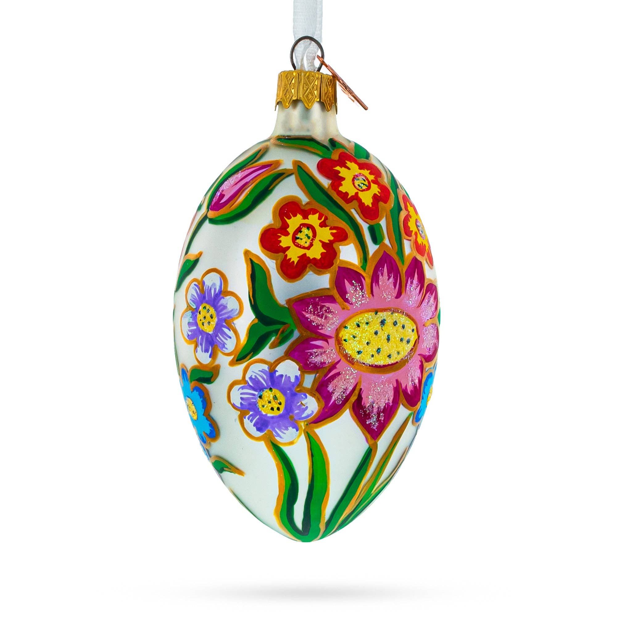 The Canton Christmas Shop Colorful Flowers Handpainted Glass Egg Ornament Old World Europe Style Easter He is Risen Ukraine 