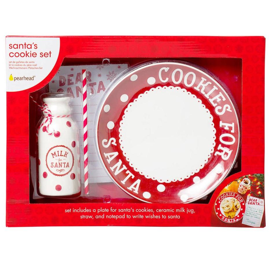 The Canton Christmas Shop Cookies for Santa Christmas Plate Milk Jar and Notepad Set