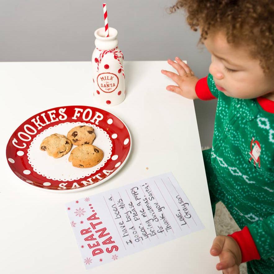 The Canton Christmas Shop Cookies for Santa Christmas Plate Milk Jar and Notepad Set