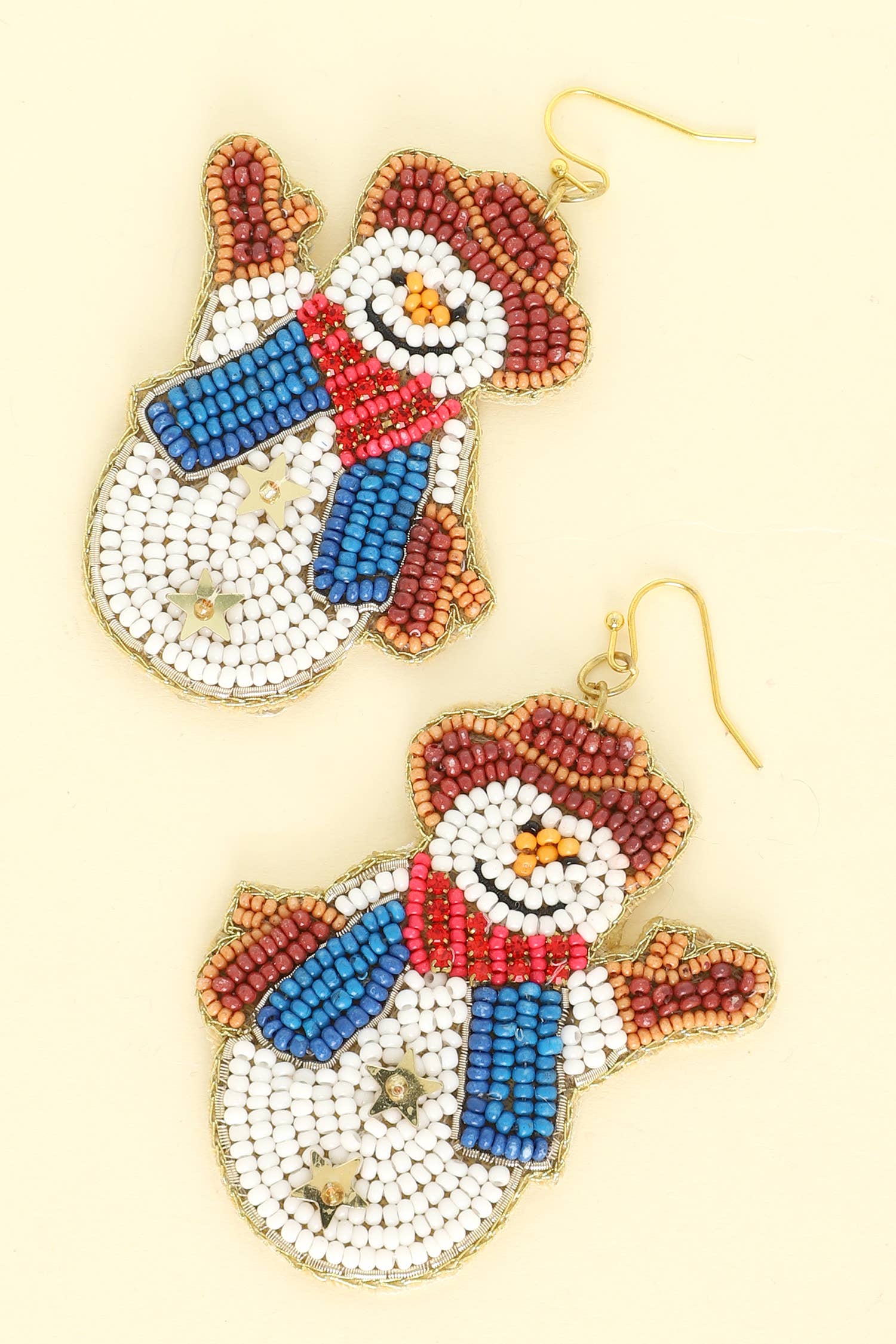 Christmas Cheer All Year Beaded Cowboy Hat wearing snowman earrings