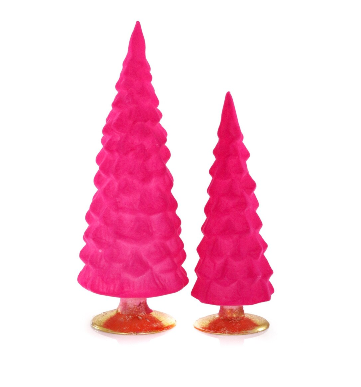 Christmas Cheer All Year Crushed Velvet Hot Pink Trees by Cody Foster