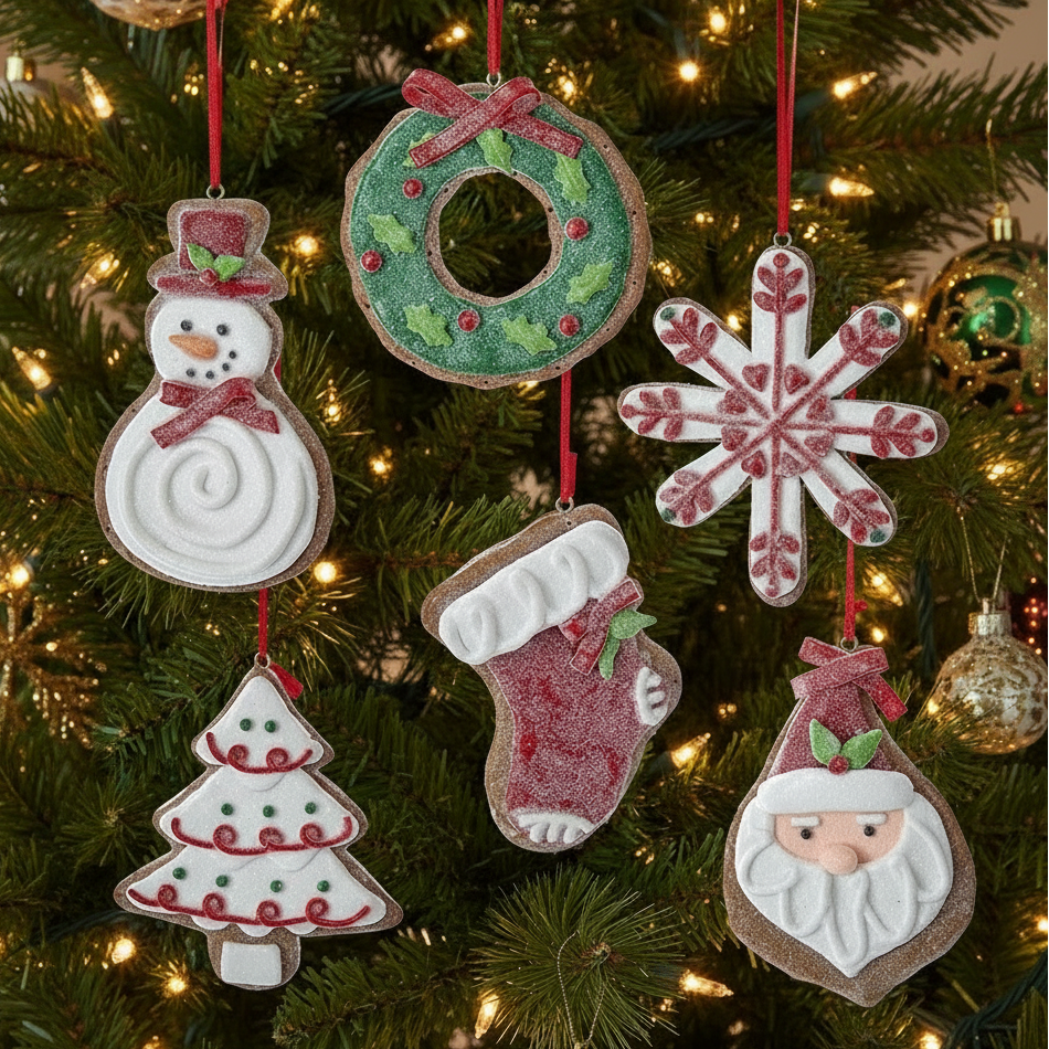 Christmas Cheer All Year Claydough Frosted Christmas Cookie Ornaments D3108 Kurt Adler