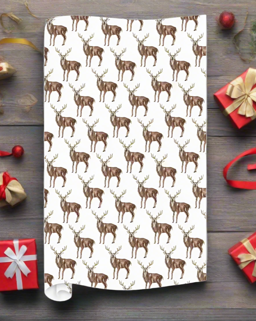 Christmas Cheer All Year Deer Wrapping Paper by Rosanne Beck
