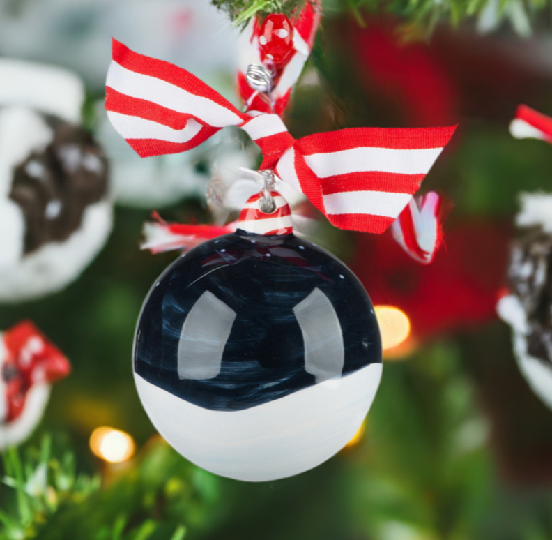 The Canton Christmas Shop Christmas Dog House Ornament by Glory Haus Red Dog House with Christmas Lights Bone Sign Food Bowl Starry Night with Evergreen Trees