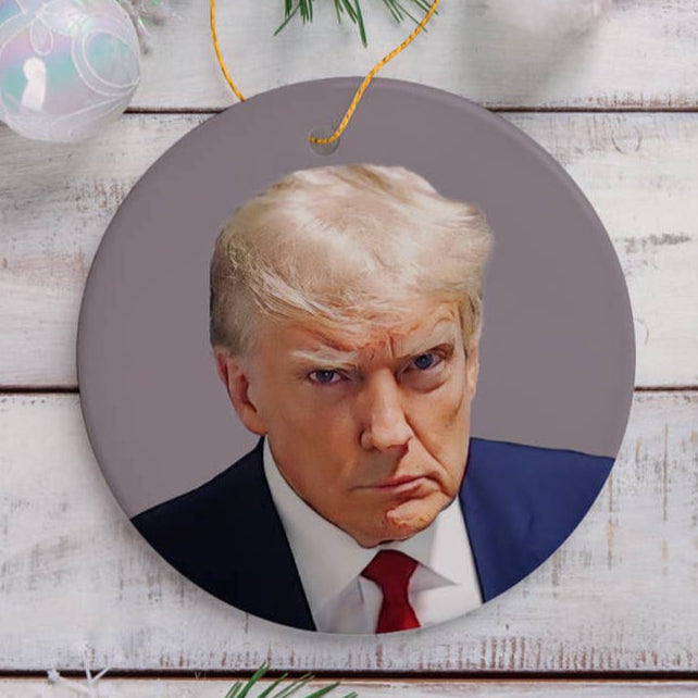 The Canton Christmas Shop Donald J. Trump Mugshot Ceramic Disc Ornament