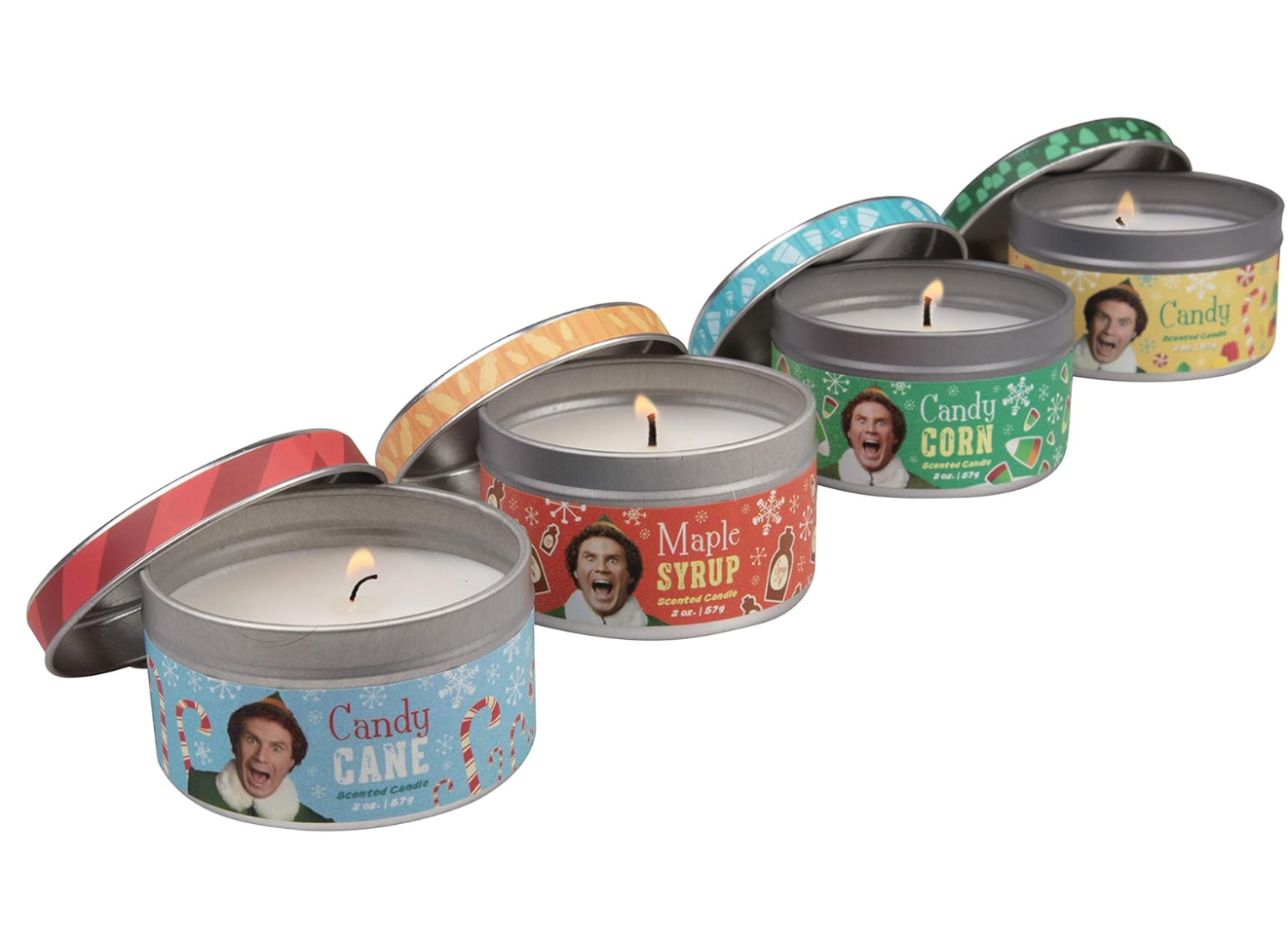 Christmas Cheer All Year Elf The Movie Scented Candles Candy Cane Maple Syrup Candy Corn Will Ferrell