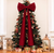 Christmas Cheer All Year Extra Large Velvet Ribbon and Bow Tree Topper 20" x 71" Red