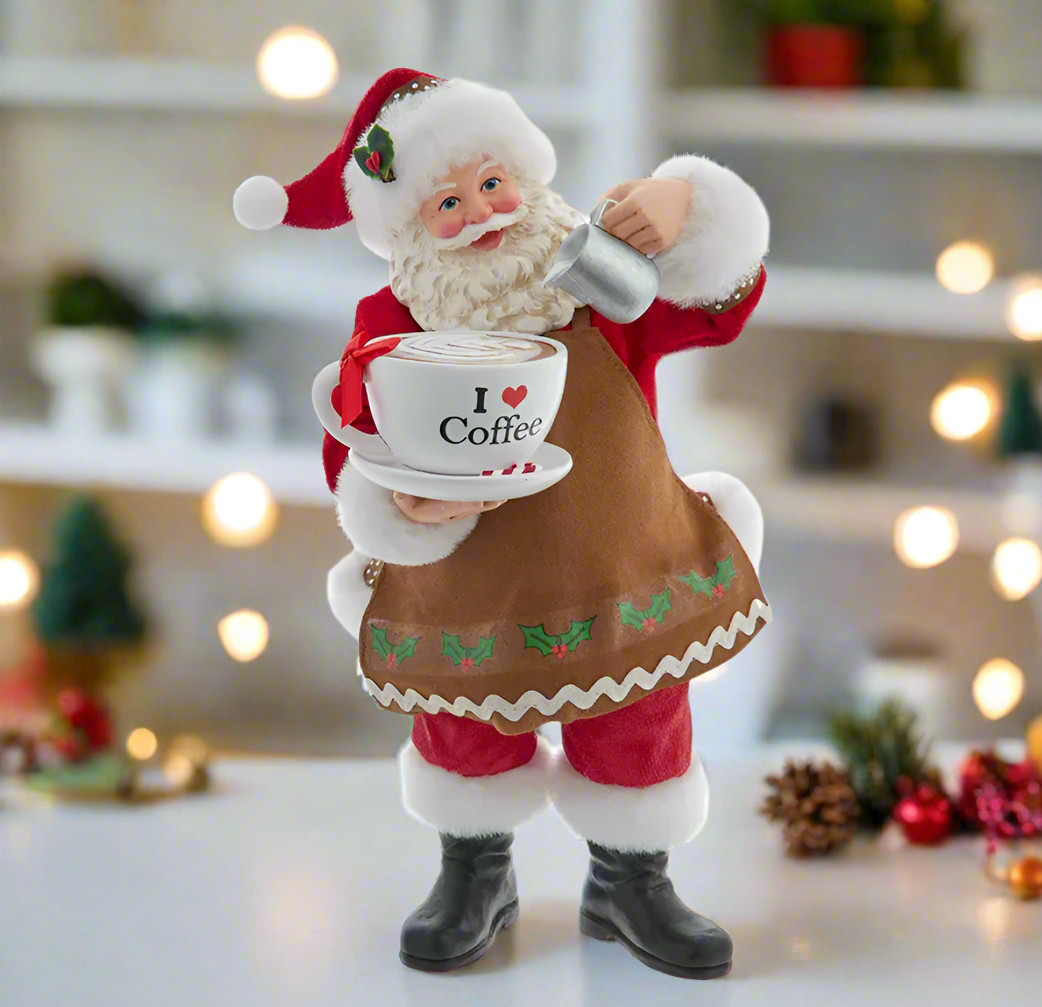 Christmas Cheer All Year Fabriche Santa I Love Coffee Barista Coffee Latte Lover