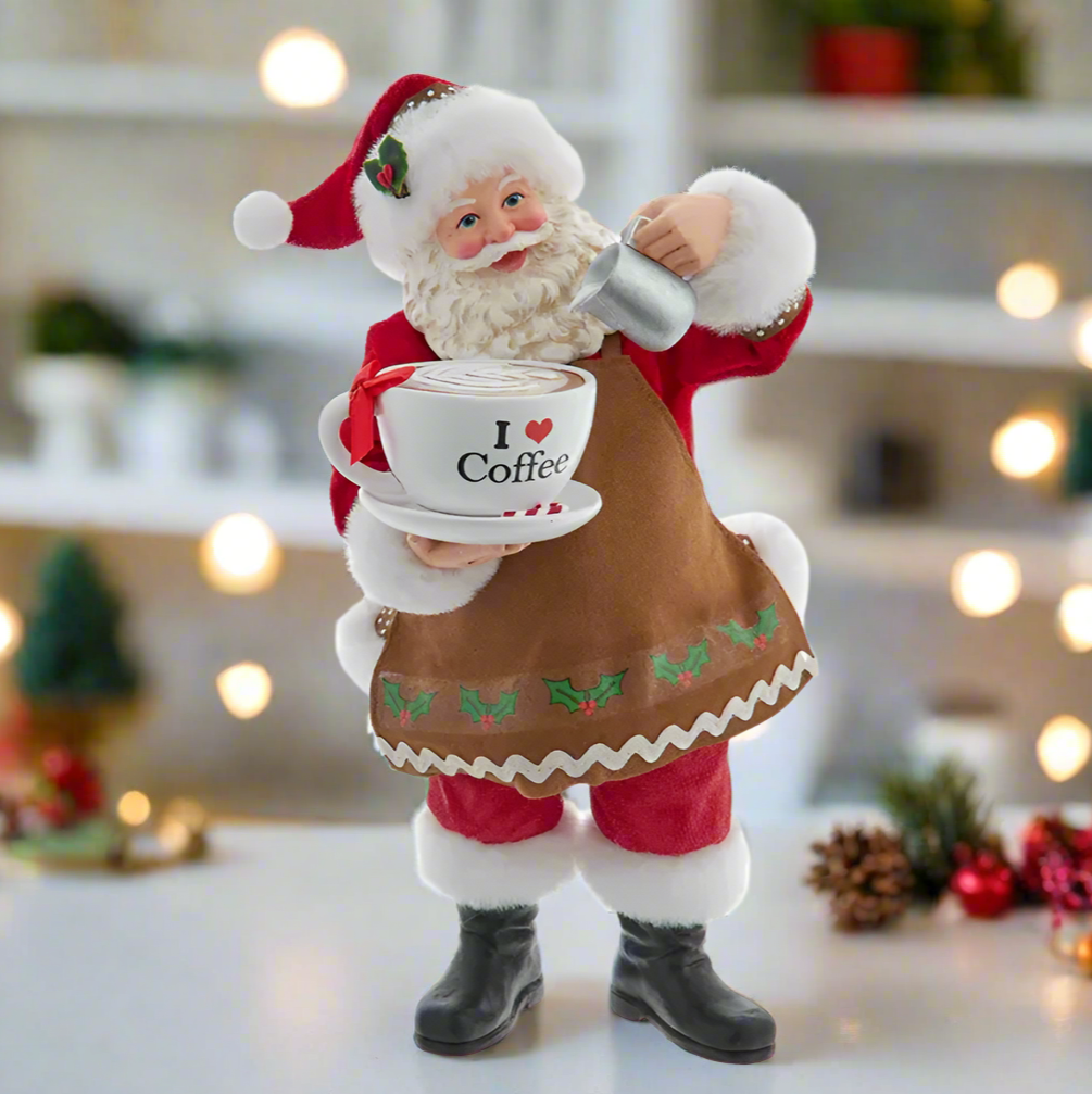 Christmas Cheer All Year Fabriche Santa I Love Coffee Barista Coffee Latte Lover