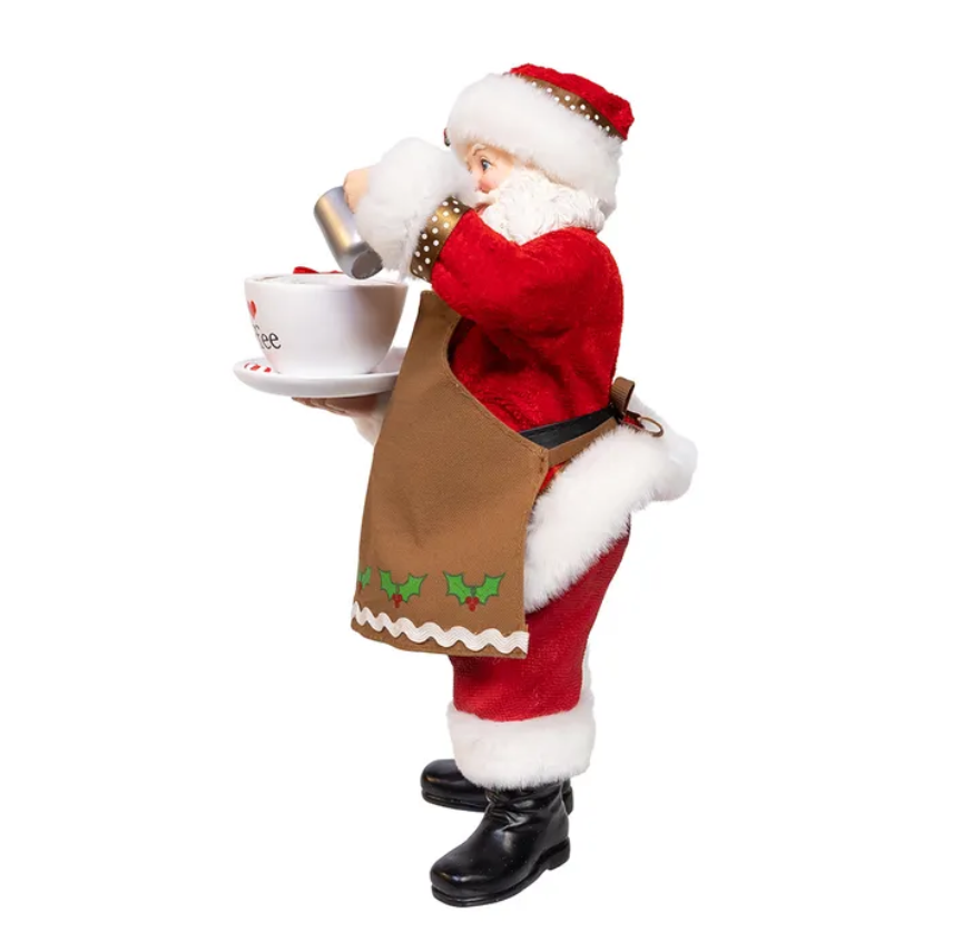 The Canton Christmas Shop Fabriche Santa Barista Figurine by Kurt Adler I love coffee