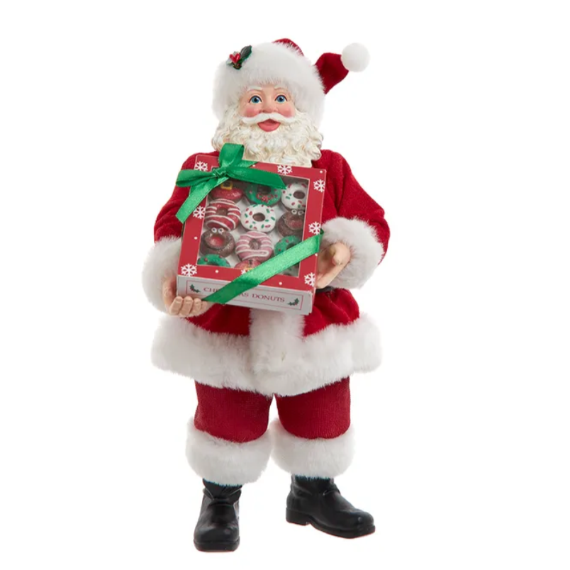 The Canton Christmas Shop Fabriche Santa Holding Box of Christmas Donuts by Kurt Adler