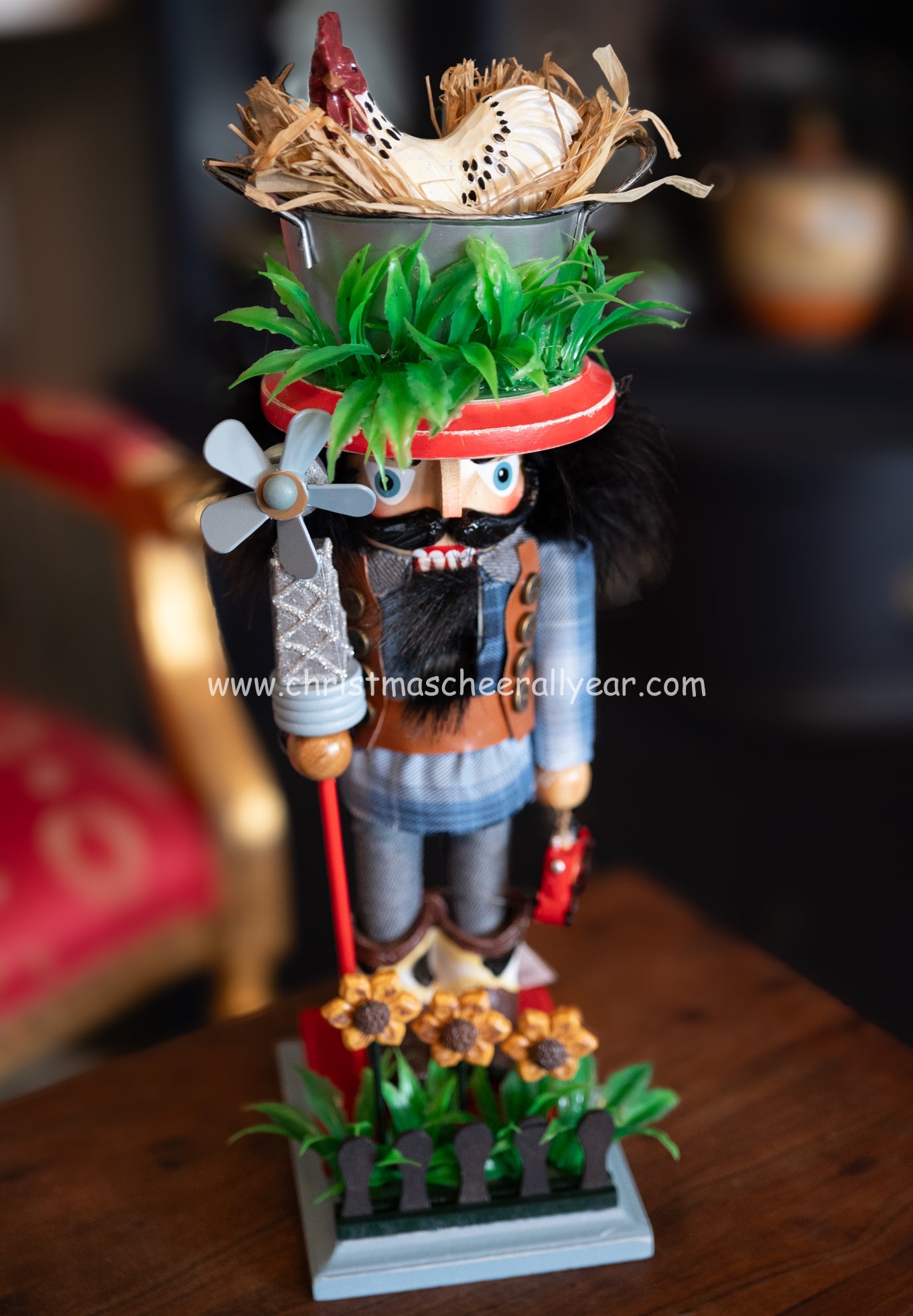 Christmas farmer with chicken nutcracker at Christmas Cheer All Year