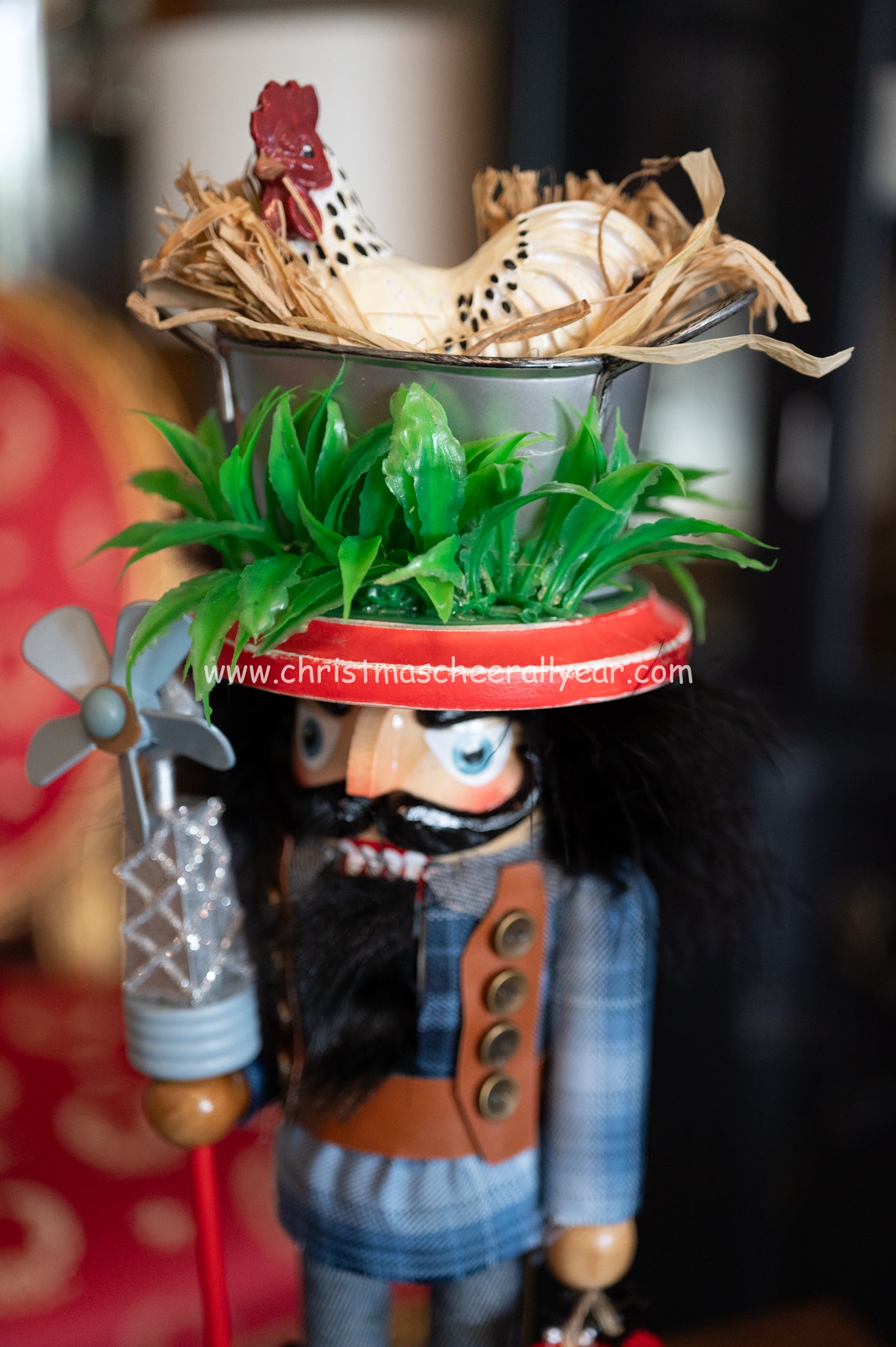 Farmer Nutcracker with chicken Christmas Cheer All year
