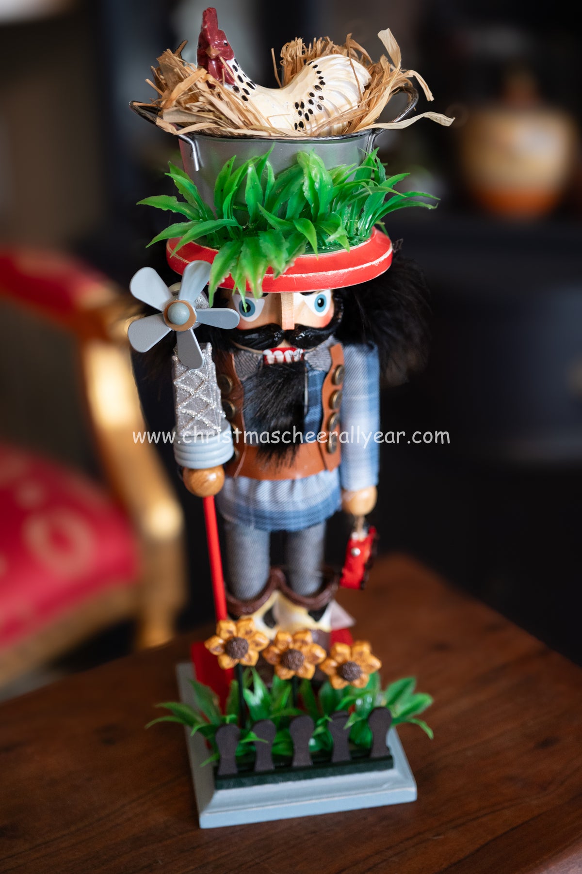 Christmas farmer with chicken nutcracker at Christmas Cheer All Year