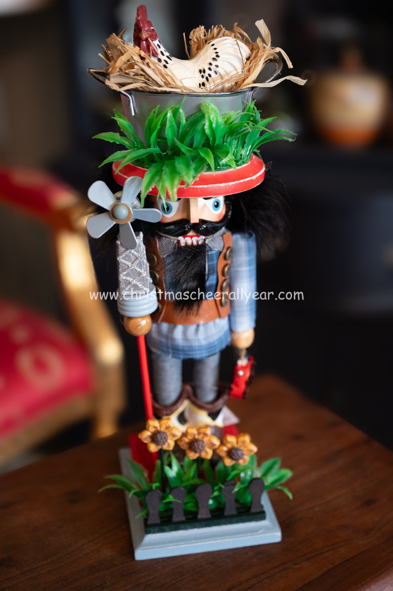 Christmas farmer with chicken nutcracker at Christmas Cheer All Year