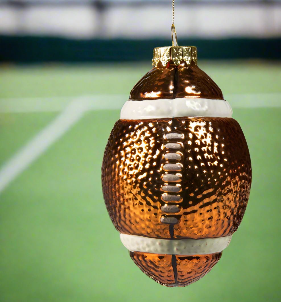 The Canton Christmas Shop Football Glass Boxed Ornament Gift Set for Sports Fans