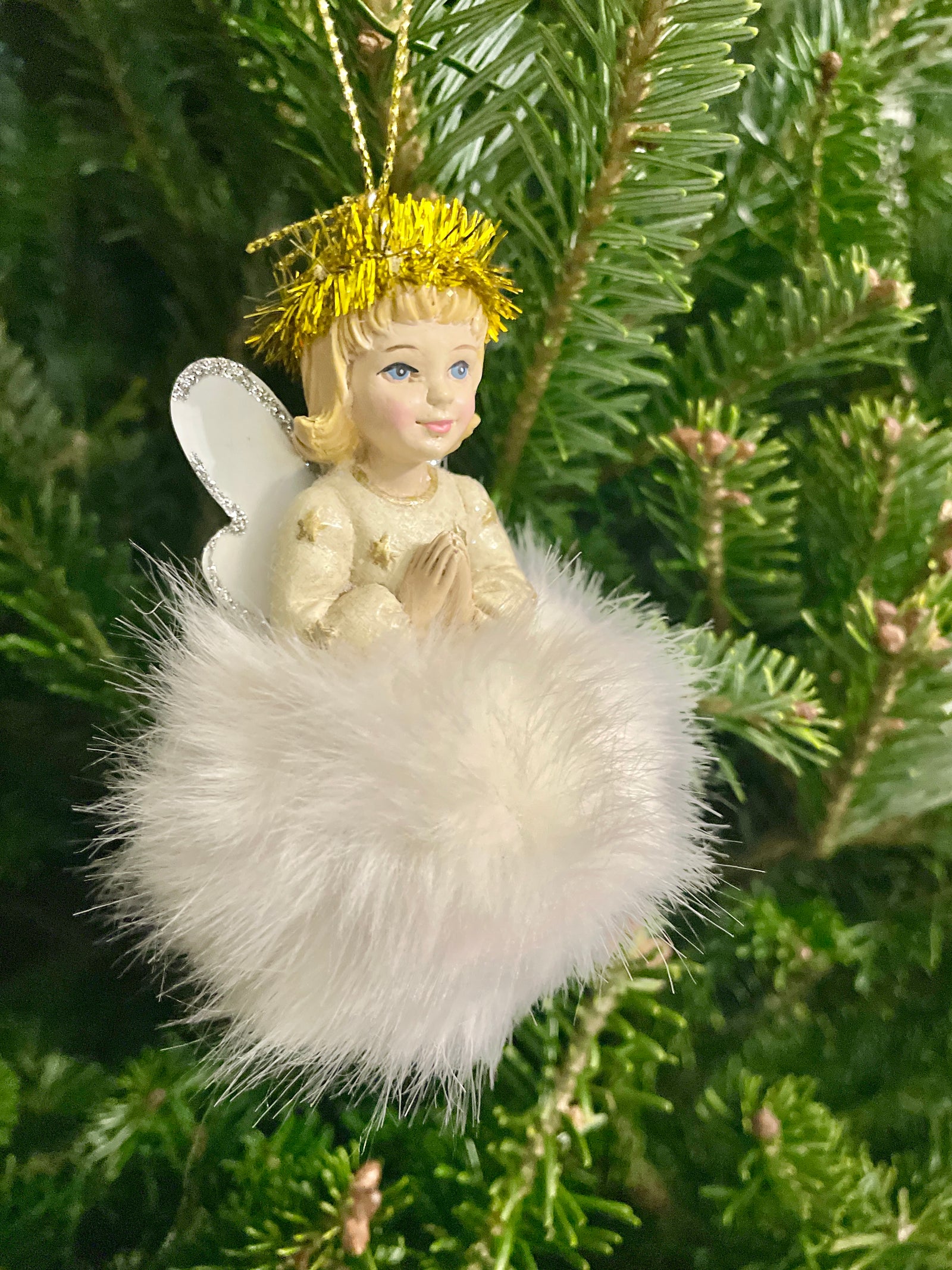 German Fluffy Angel Ornament