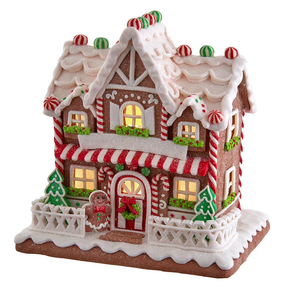 The Canton Christmas Shop 9&quot; Battery Operated Light Up Gingerbread Two Story Mansion House  