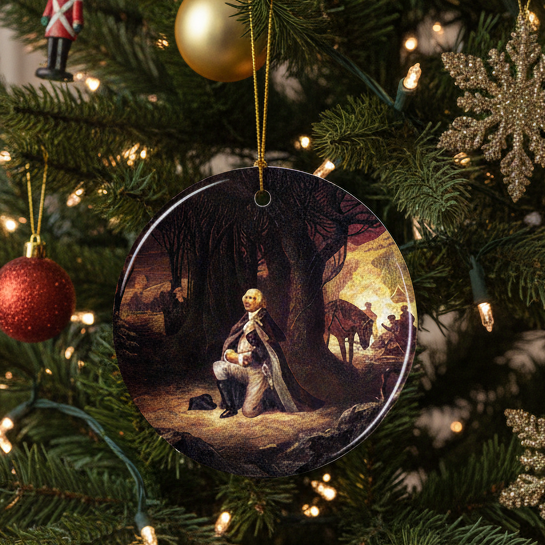 Christmas Cheer All Year Prayer at Valley Forge George Washington Kneeling Ornament