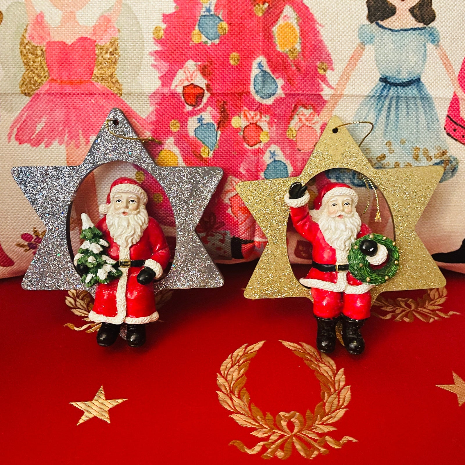 Christmas Cheer All Year German Santa in Star Ornament