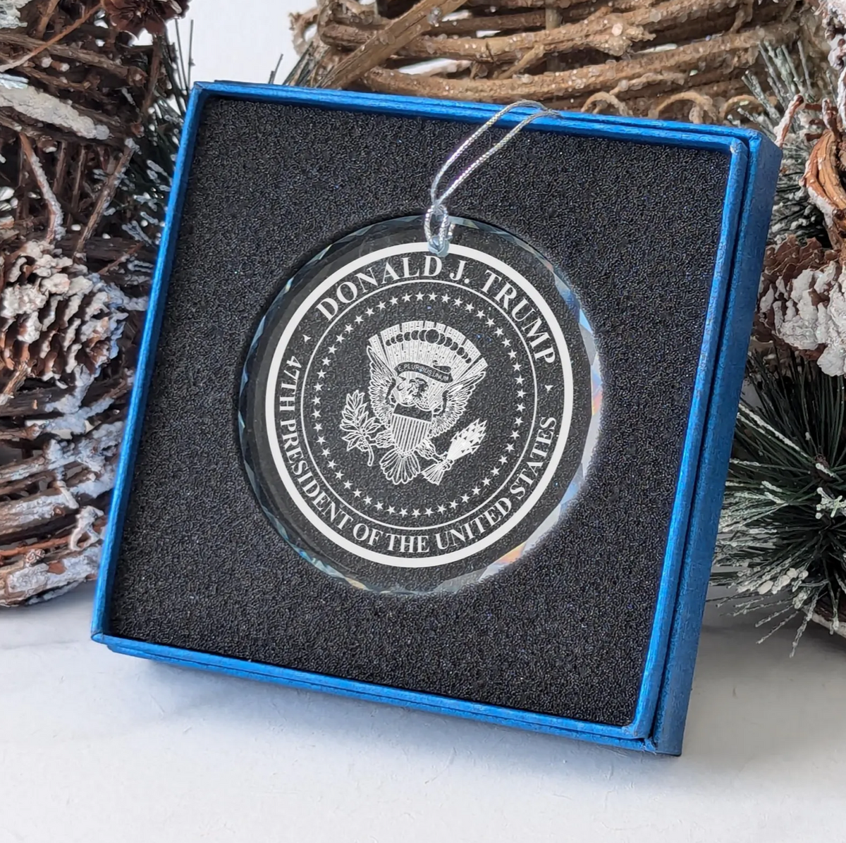 Christmas Cheer All Year Donald Trump 47th President of the United States Crystal Ornament MAGA