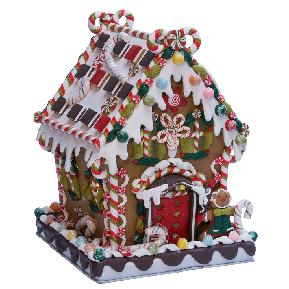 Christmas Cheer All Year 8 5/8" Frosted Gingerbread Candy House with C7 Lighting by Kurt Adler