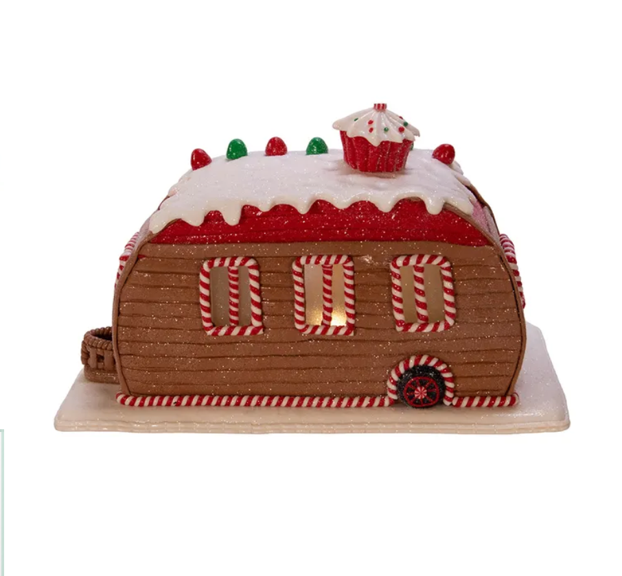 Christmas Cheer All Year 6" Gingerbread Camper LED House by Kurt Adler D3596