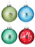 The Canton Christmas Shop Glass Ball Ornaments Assorted Colors of Red blue and green with Christmas sentiments on them merry fa la la la jolly holly