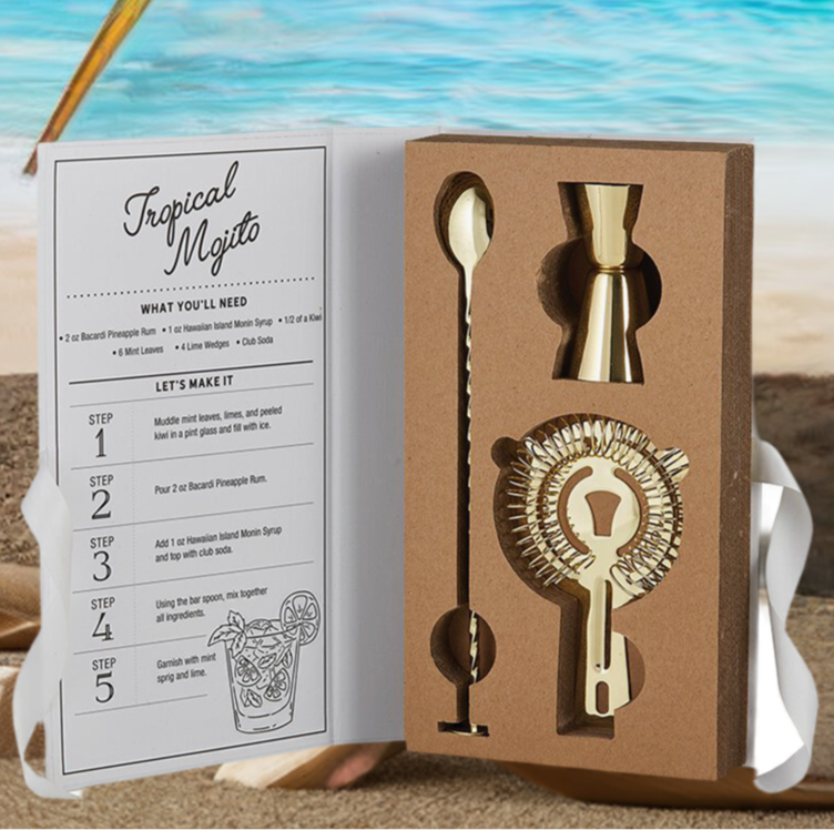 Christmas Cheer All Year Gold Barware Book Gift Set Havana Good Time for wedding engagement valentines holiday birthday christmas gift