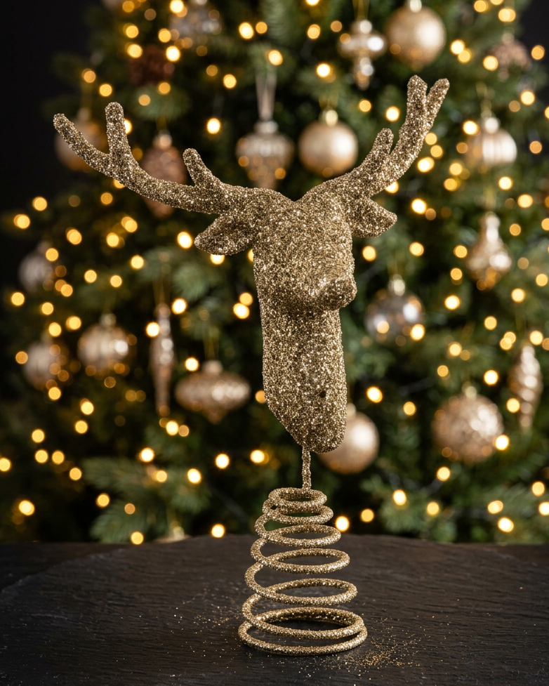 Christmas Cheer All Year Cody Foster & Co. Glittered Stag Head Tree Topper