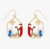 Christmas Cheer All Year Gold Enameled Nativity Scene Christmas earrings