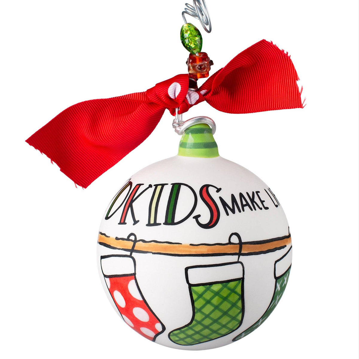 Christmas Cheer All Year Grandkids Make Life Grand Ceramic Ball Ornament by Glory Haus