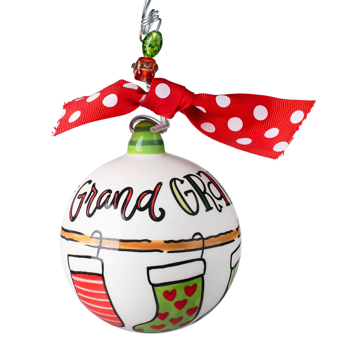Christmas Cheer All Year Grandkids Make Life Grand Ceramic Ball Ornament by Glory Haus