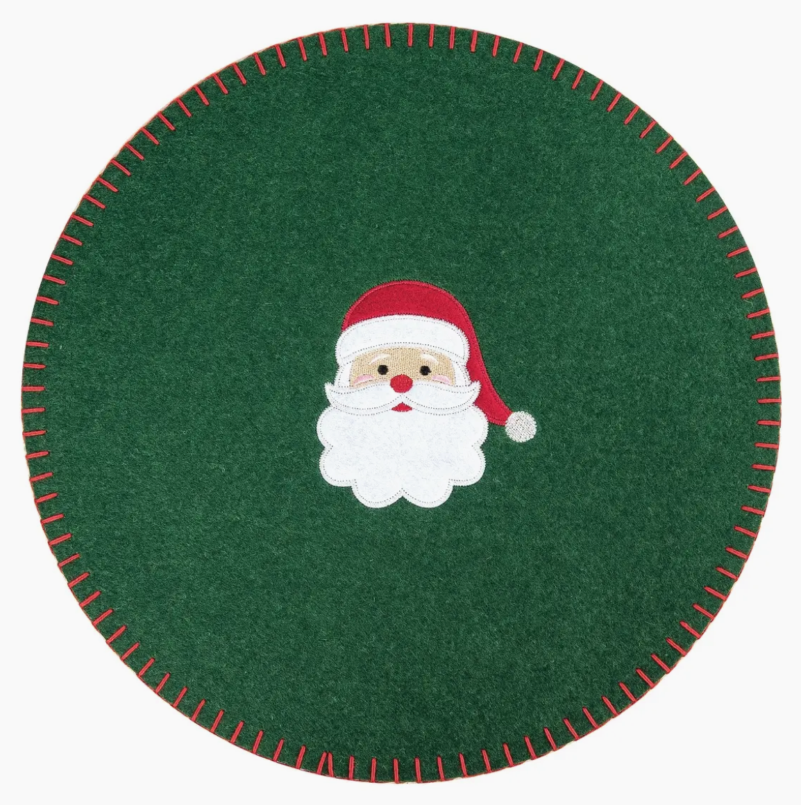 The Canton Christmas Shop Santa Felt Placemats in green with red and white santa in center vintage style