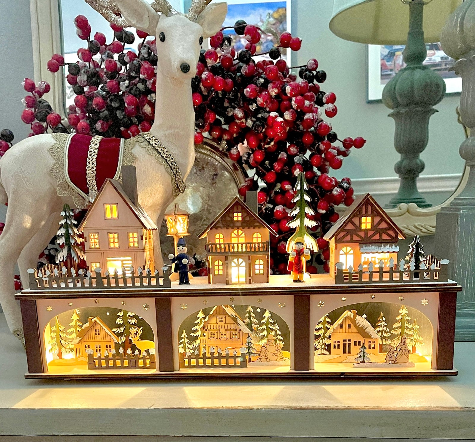 Christmas Cheer All year H6322 Battery-Operated LED Wooden Village Houses by Kurt Adler