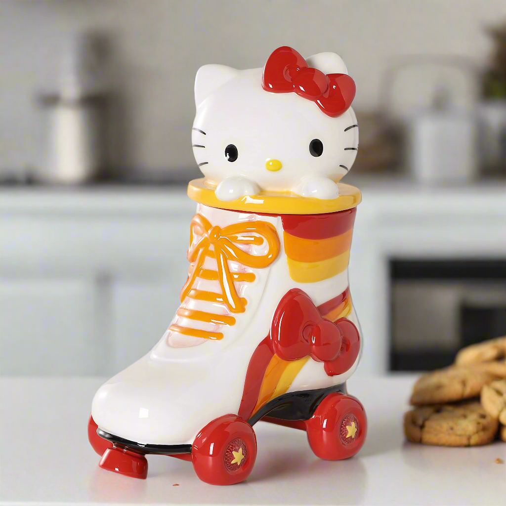 Christmas Cheer All Year Hello Kitty Roller Skate ceramic Cookie Jar