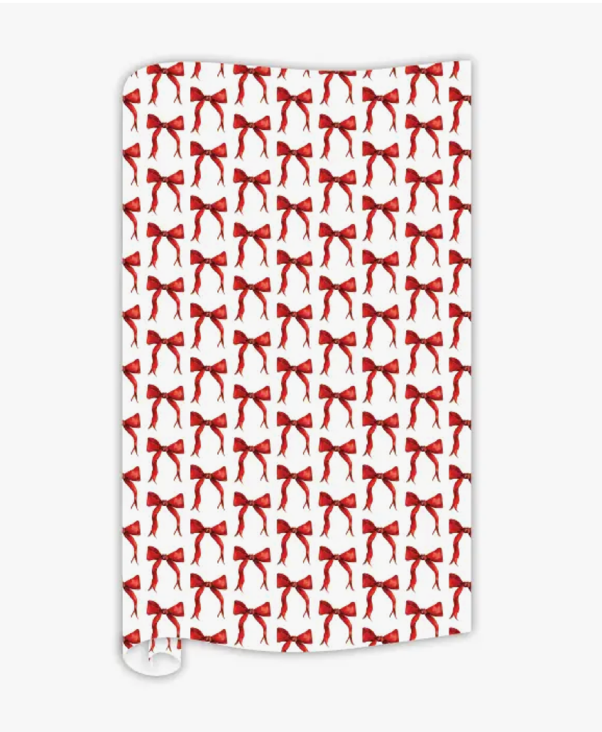 The Canton Christmas Shop Holiday Red Bow Wrapping Paper by Rosanne Beck