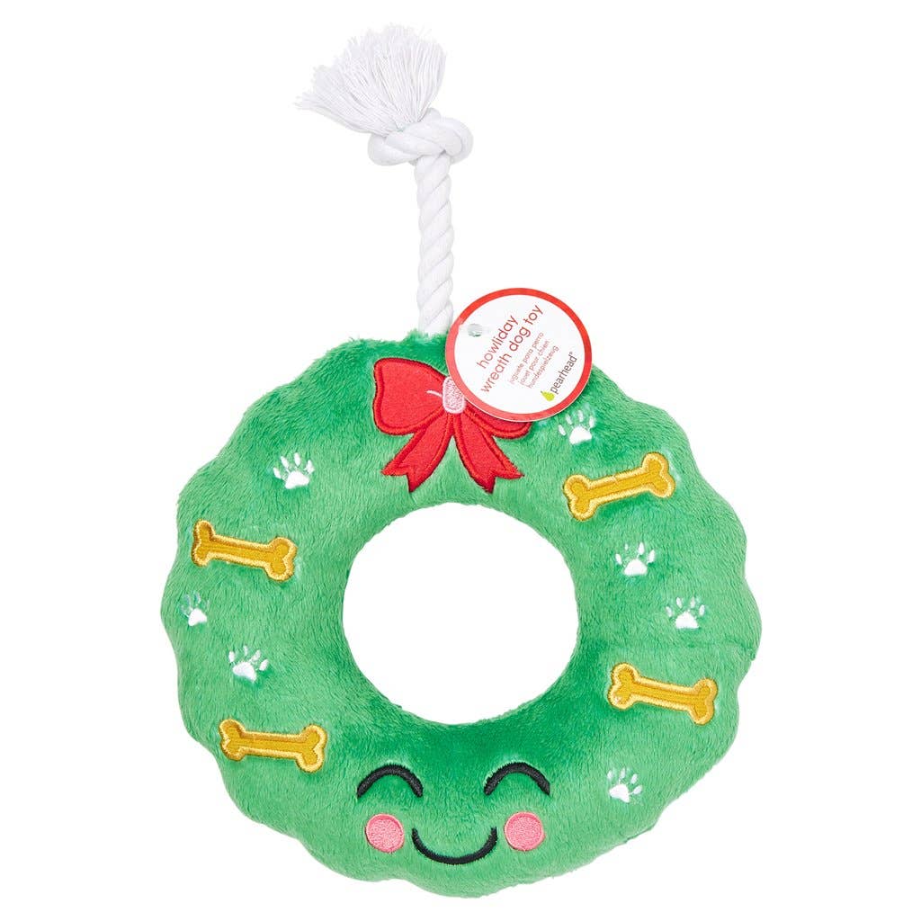 The Canton Christmas Shop Holiday Wreath Dog Toy with rope