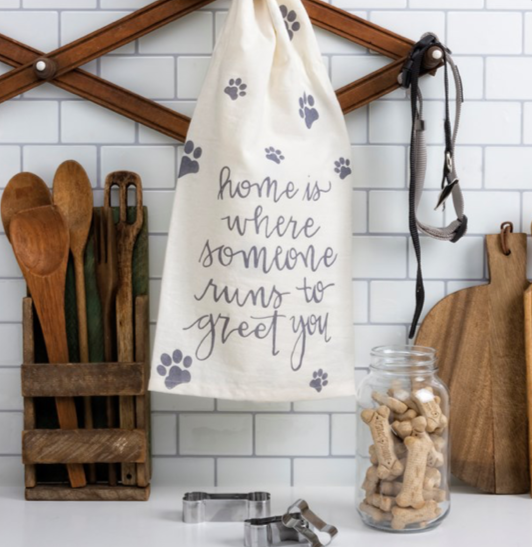 The Canton Christmas Shop Home is where someone runs to greet you dog and cat kitchen towel